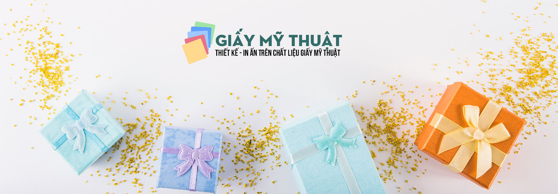 Banner hộp giấy quà tặng chất liệu giấy mỹ thuật