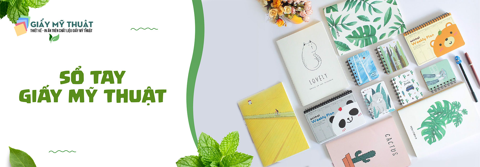 banner sổ tay chất liệu giấy mỹ thuật