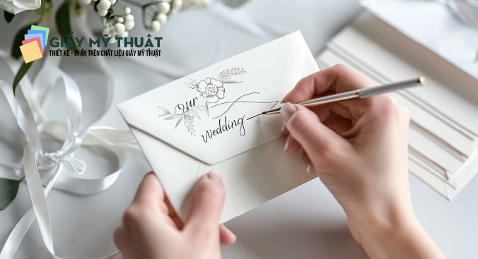 banner thiệp mời chất liệu giấy mỹ thuật